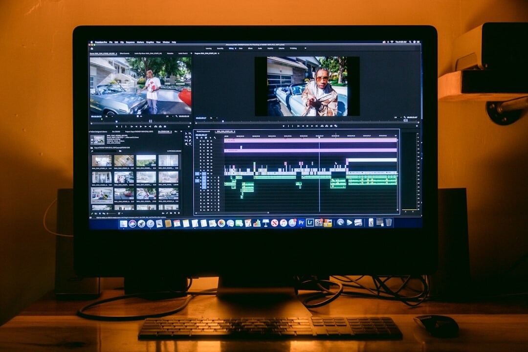 video editor at computer