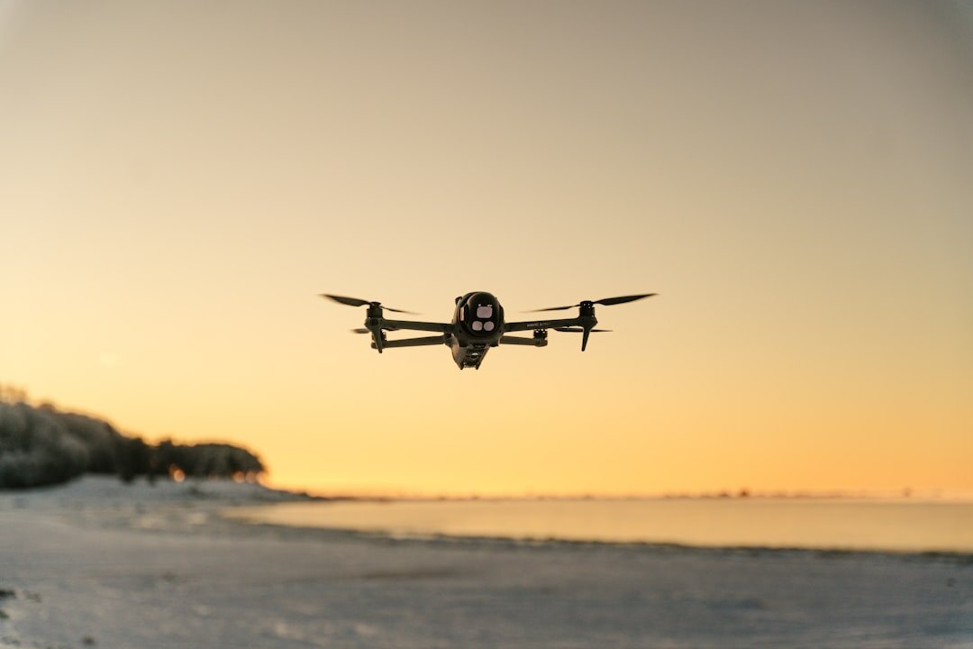 drone flying over landscape